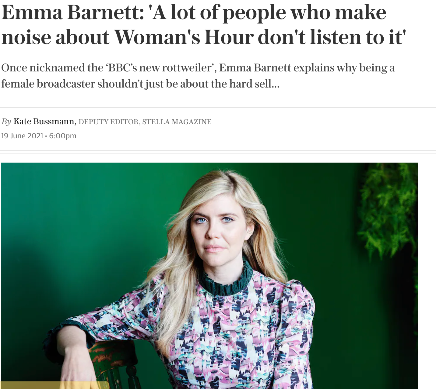 The Telegraph: An interview with Emma Barnett