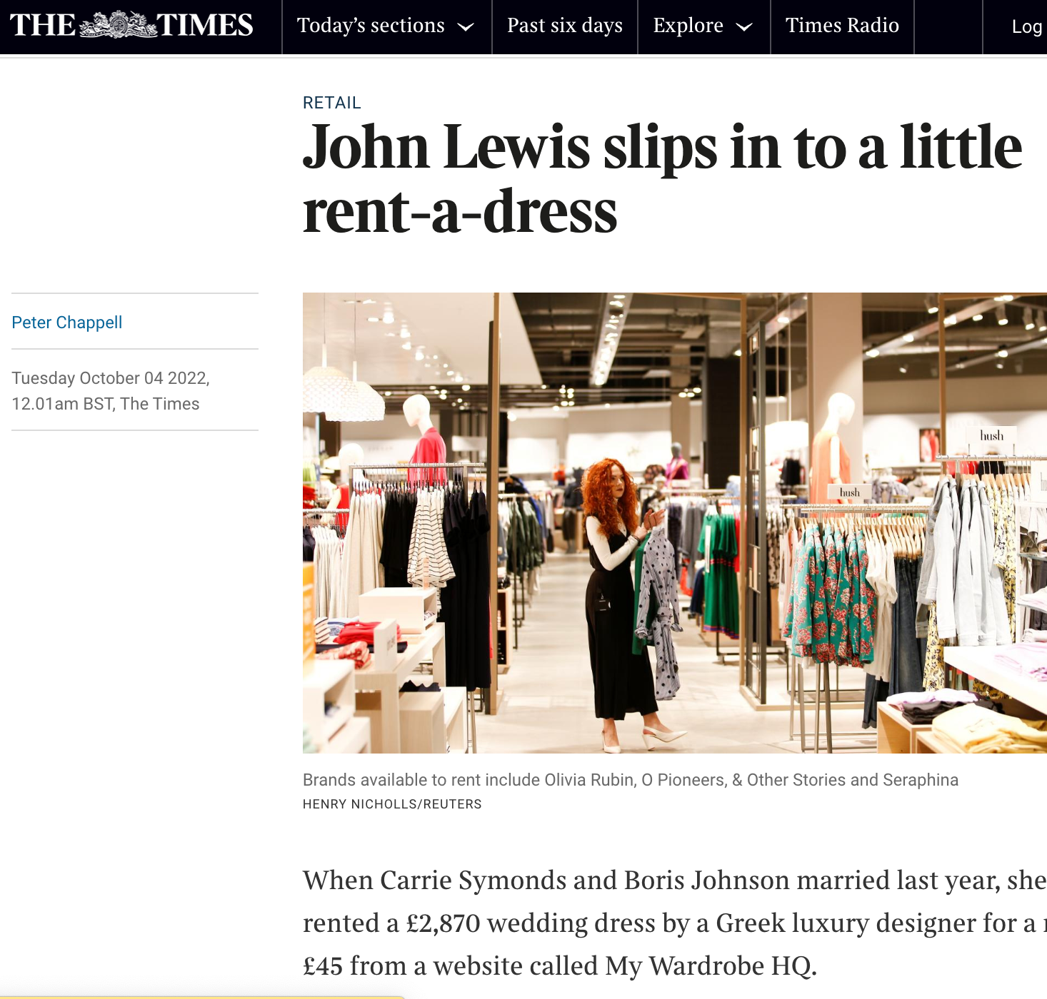 The Times - John Lewis slips in to a little rent-a-dress
