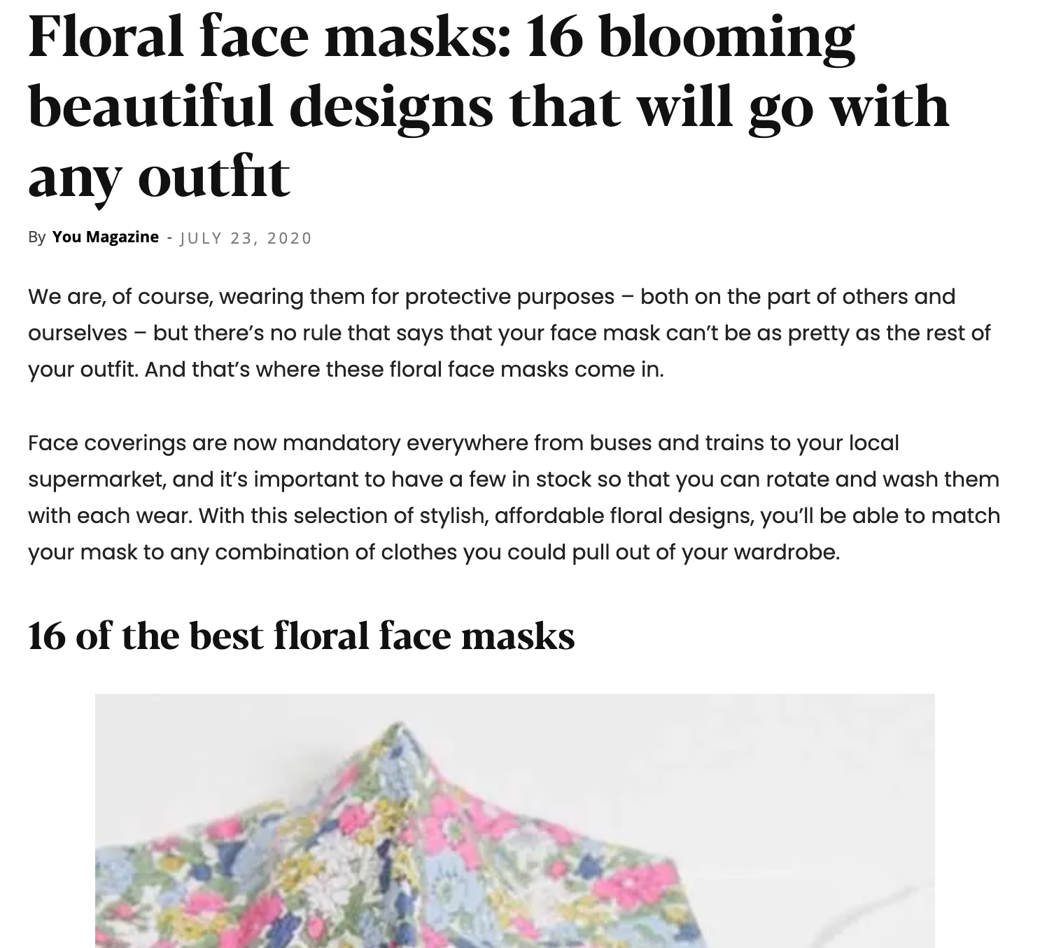 Floral face masks: 16 blooming designs