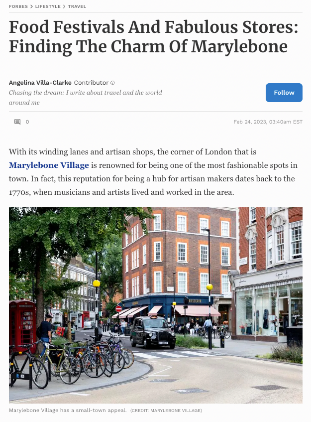 Forbes - Finding The Charm Of Marylebone