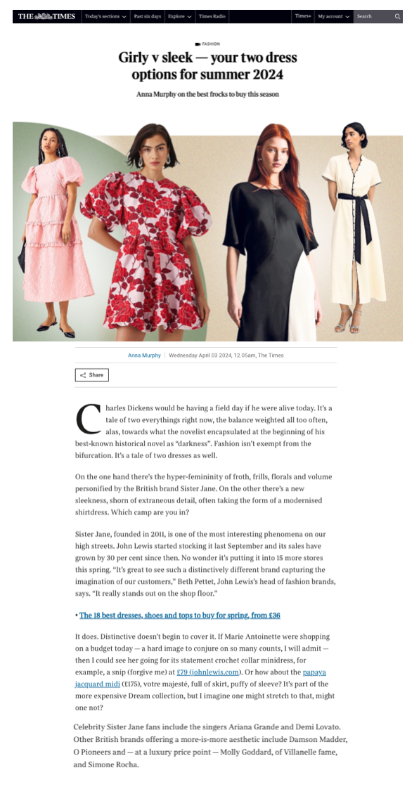 The Times - The best frocks to buy this season