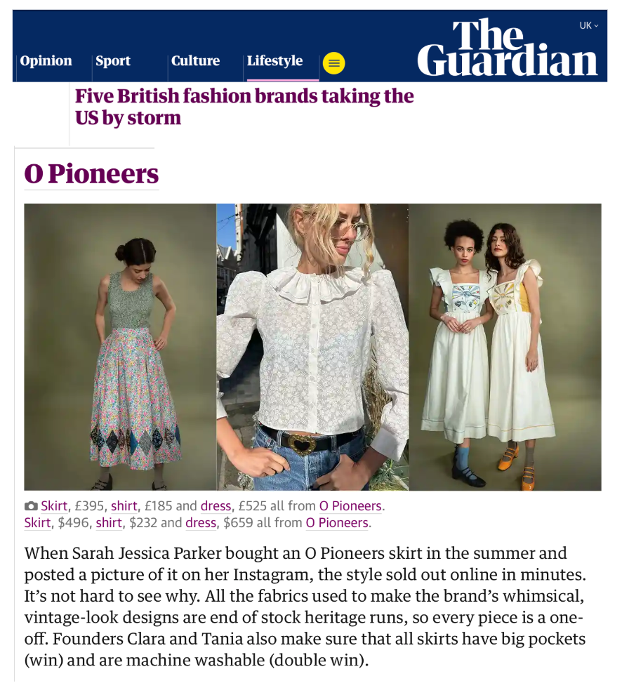 The Guardian: Five British fashion brands taking the US by Storm