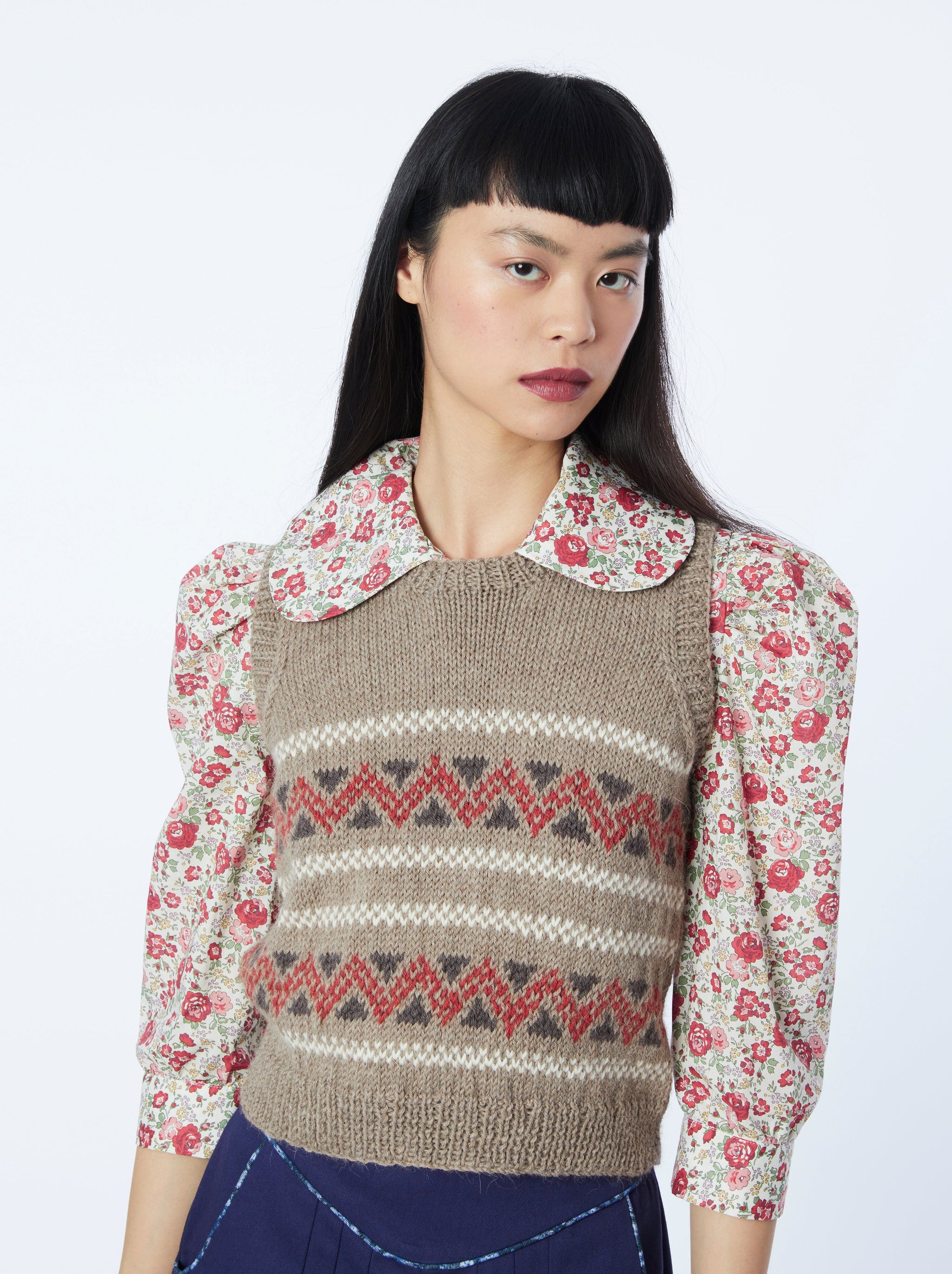 Shop Isla Tank Top Beige Women's Hand Knitted Sweater Vest UK