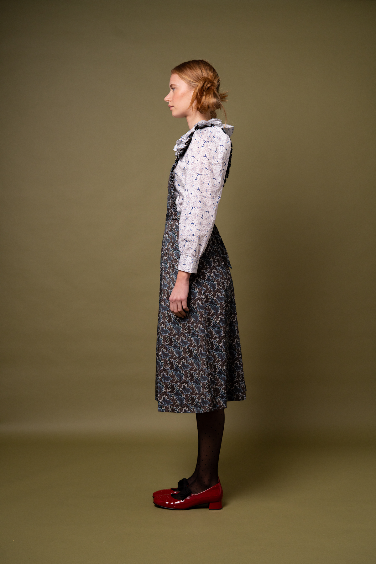 Janine Playsuit Teal Leaves