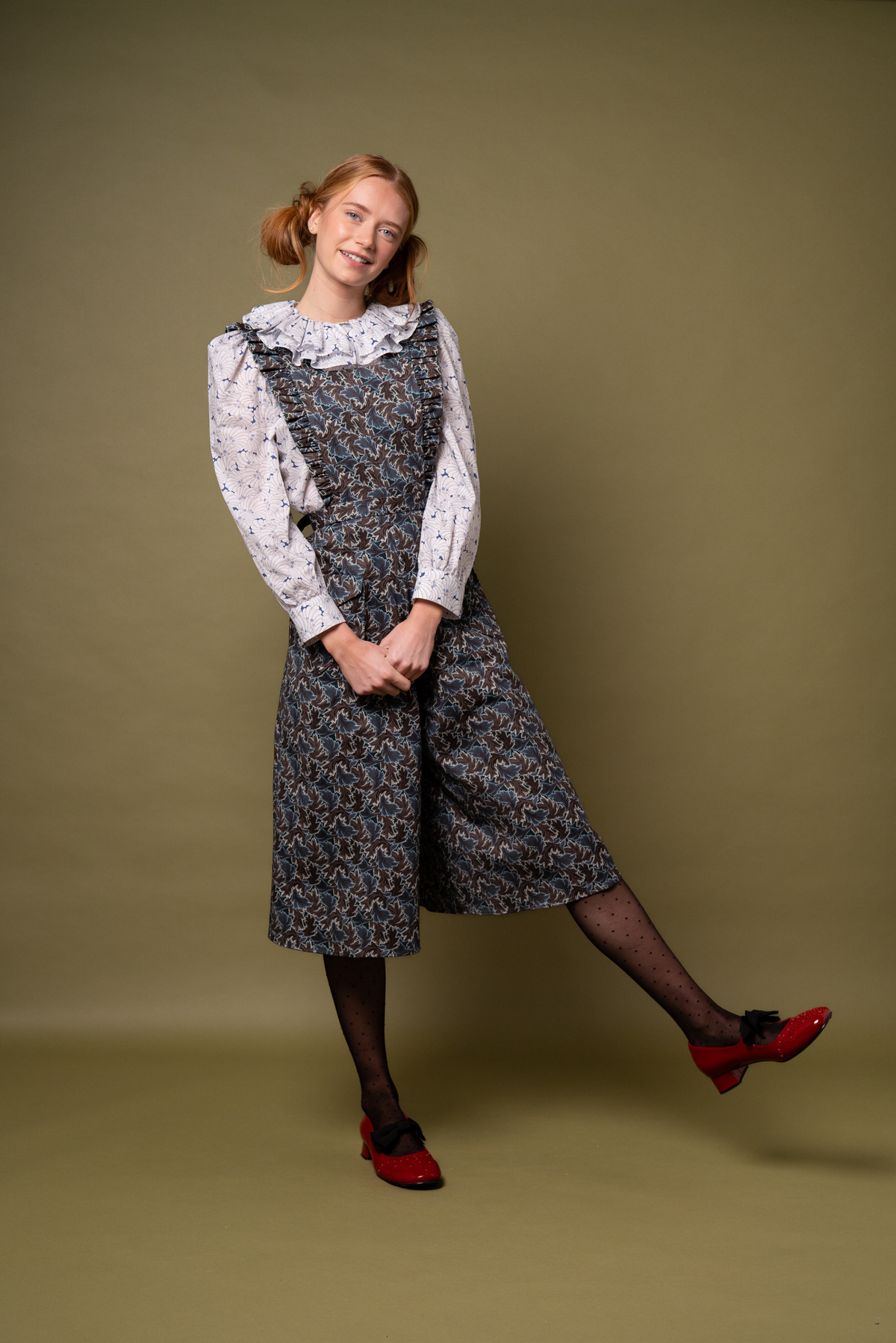 Janine Playsuit Teal Leaves