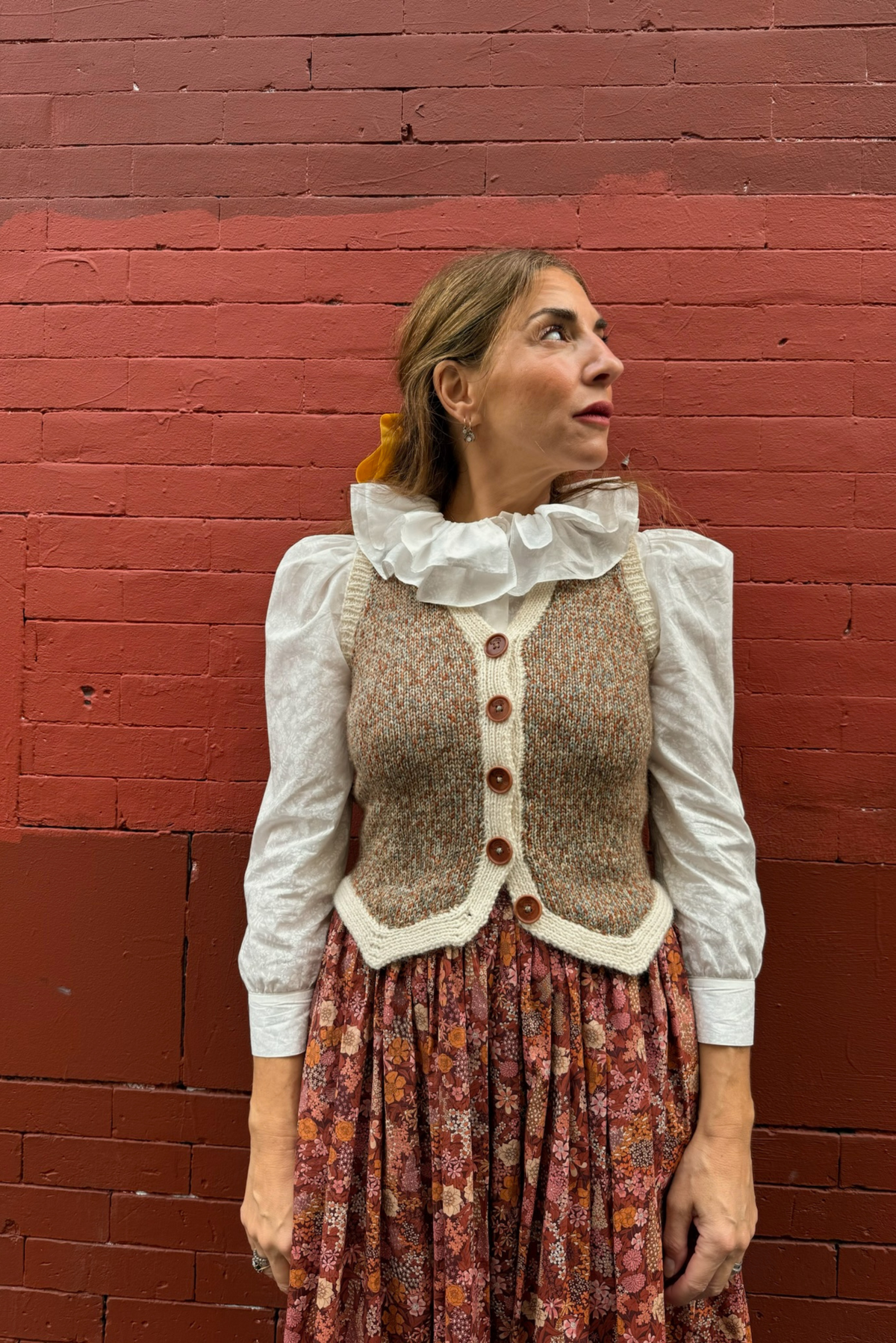 Annie Hand-Knitted Waistcoat - Rust