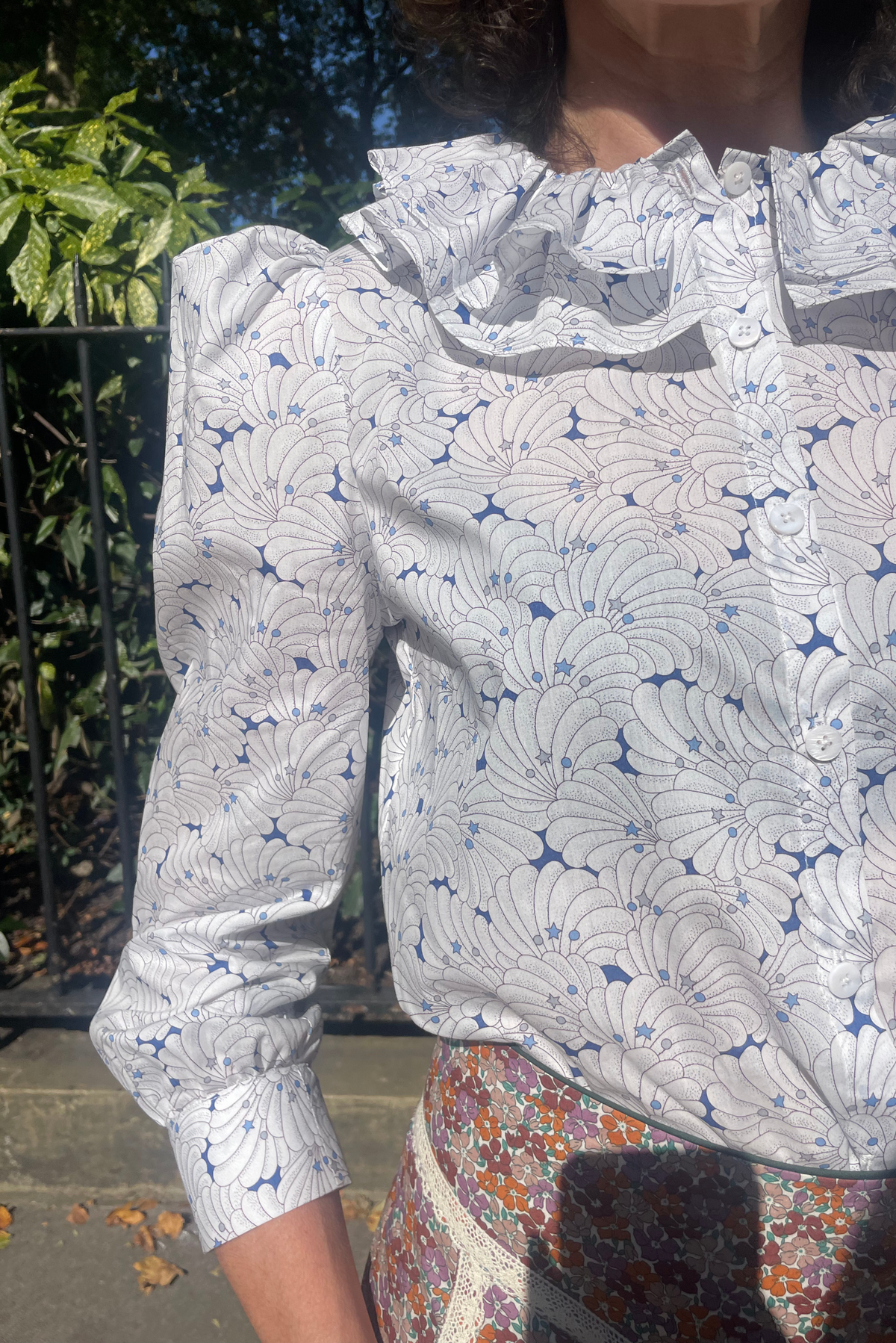 Pierrot Blouse - White/Blue
