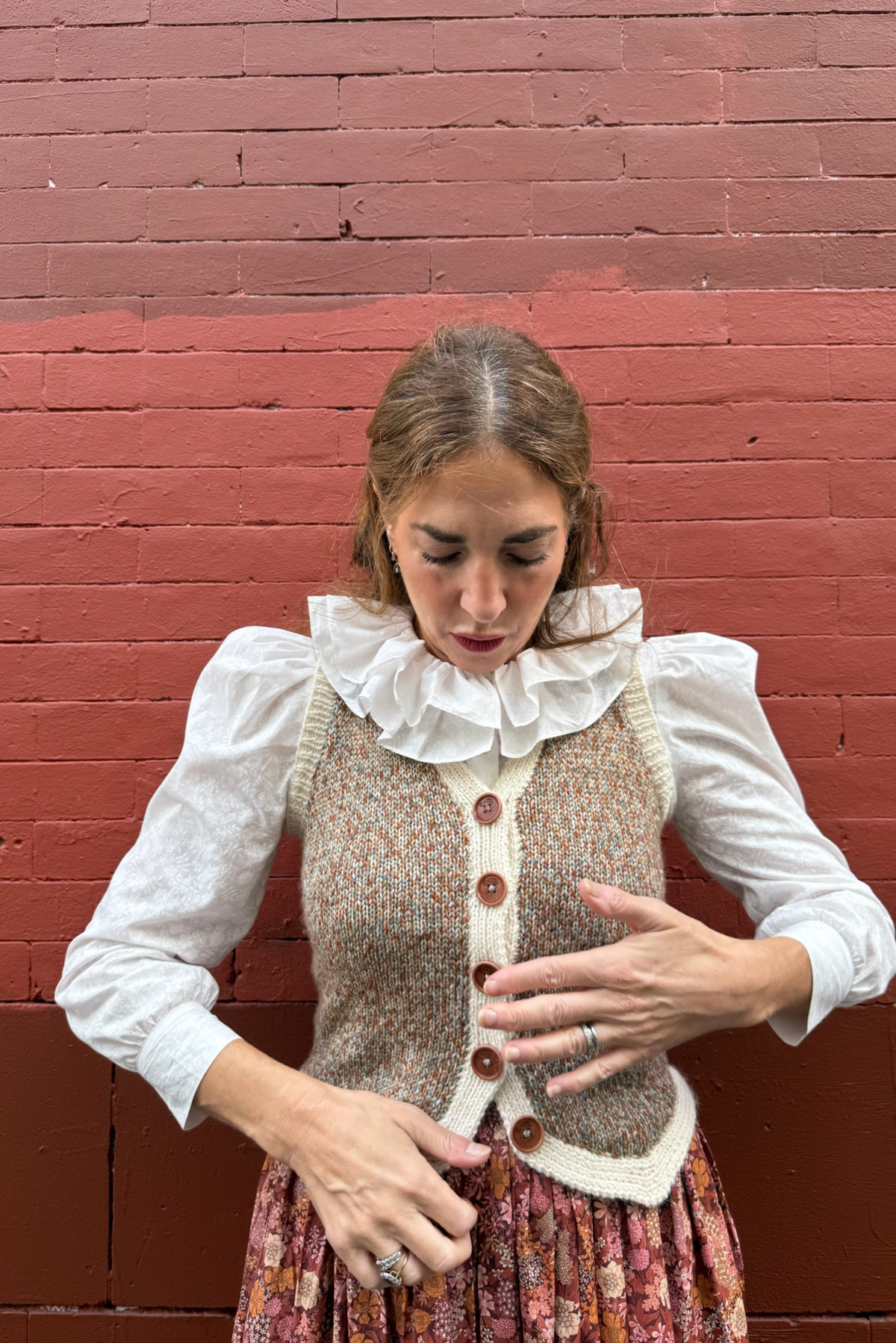 Annie Hand-Knitted Waistcoat - Rust