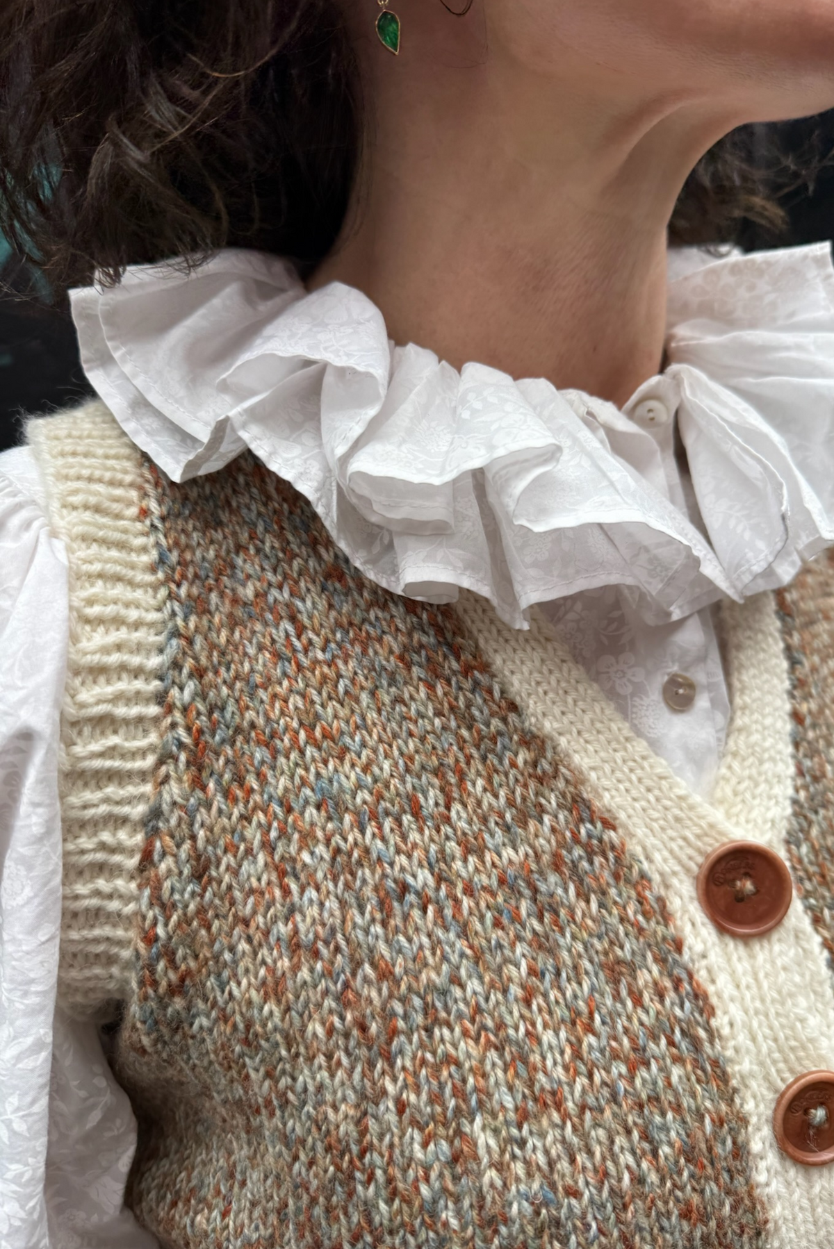 Annie Hand-Knitted Waistcoat - Rust