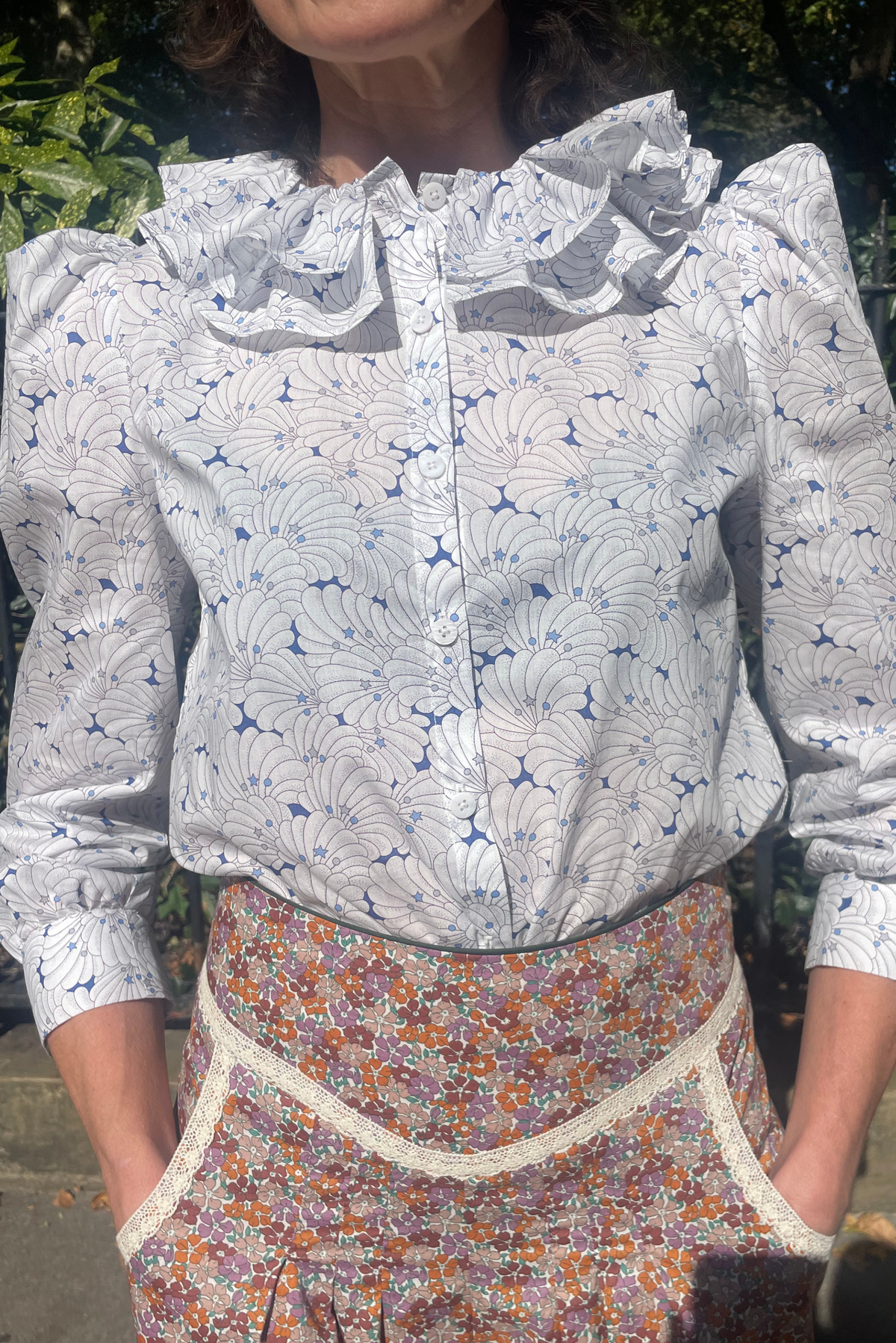 Pierrot Blouse - White/Blue