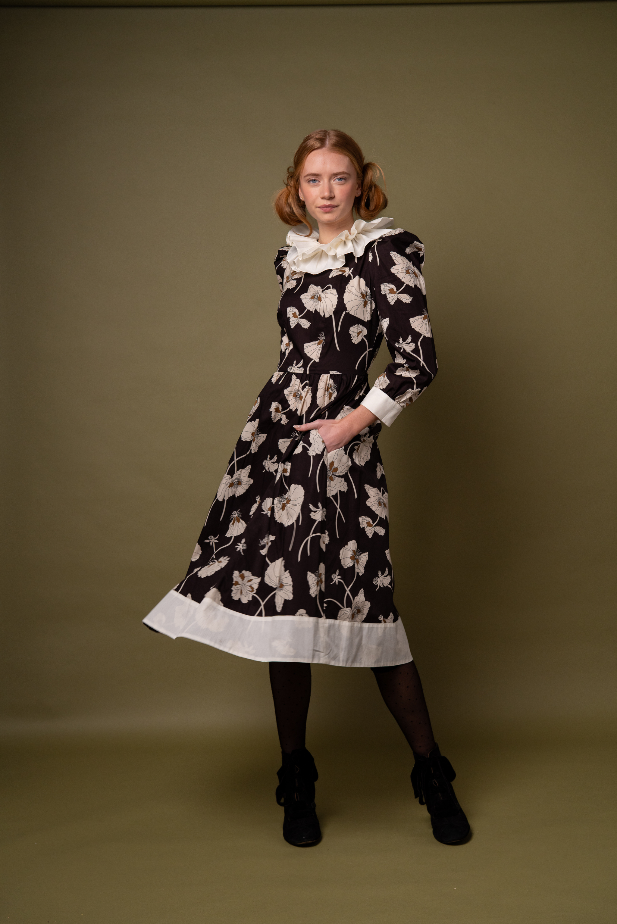 Buy Polly Liberty Floral Midi Dress Statement Ruffle Collar UK - O Pioneers Buy Polly Liberty Floral Midi Dress Statement Ruffle Collar UK - O Pioneers