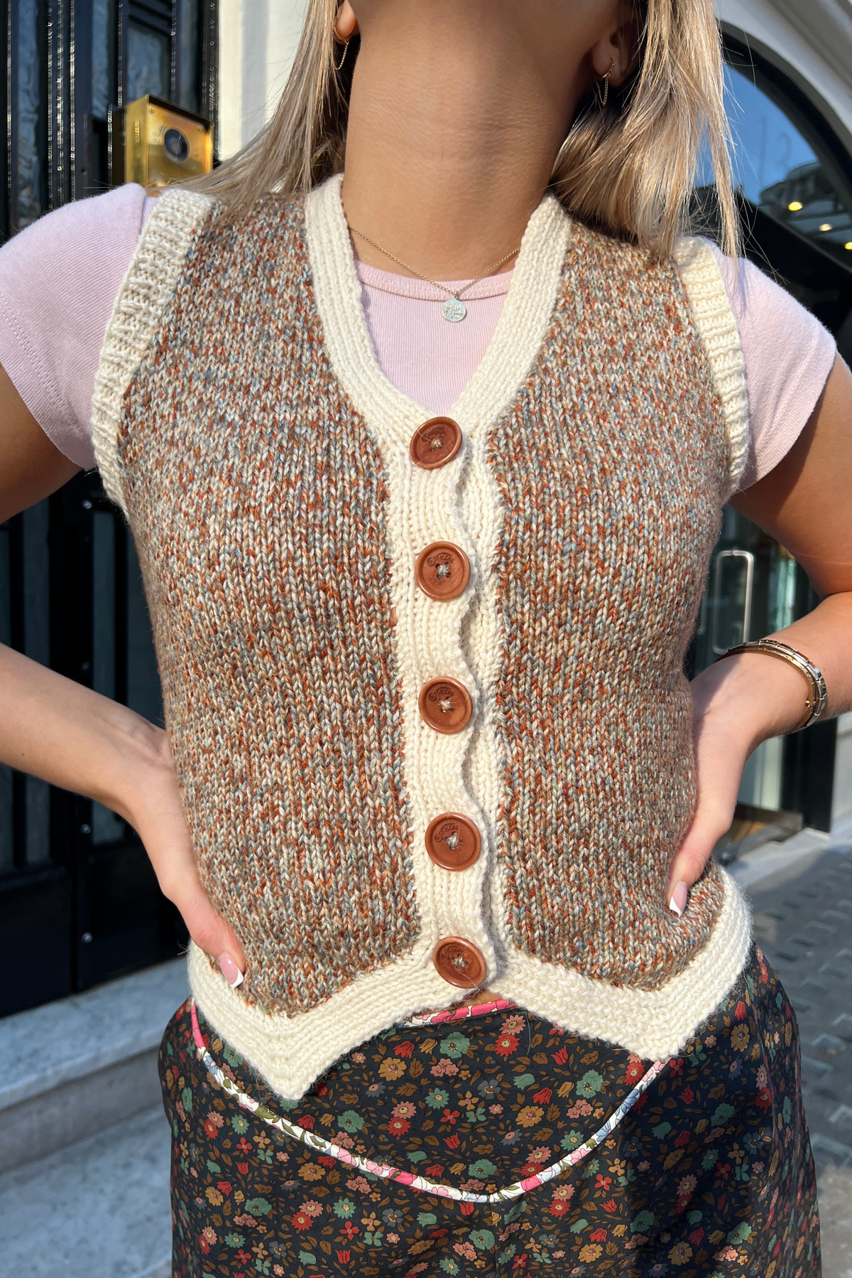 Annie Hand-Knitted Waistcoat - Rust