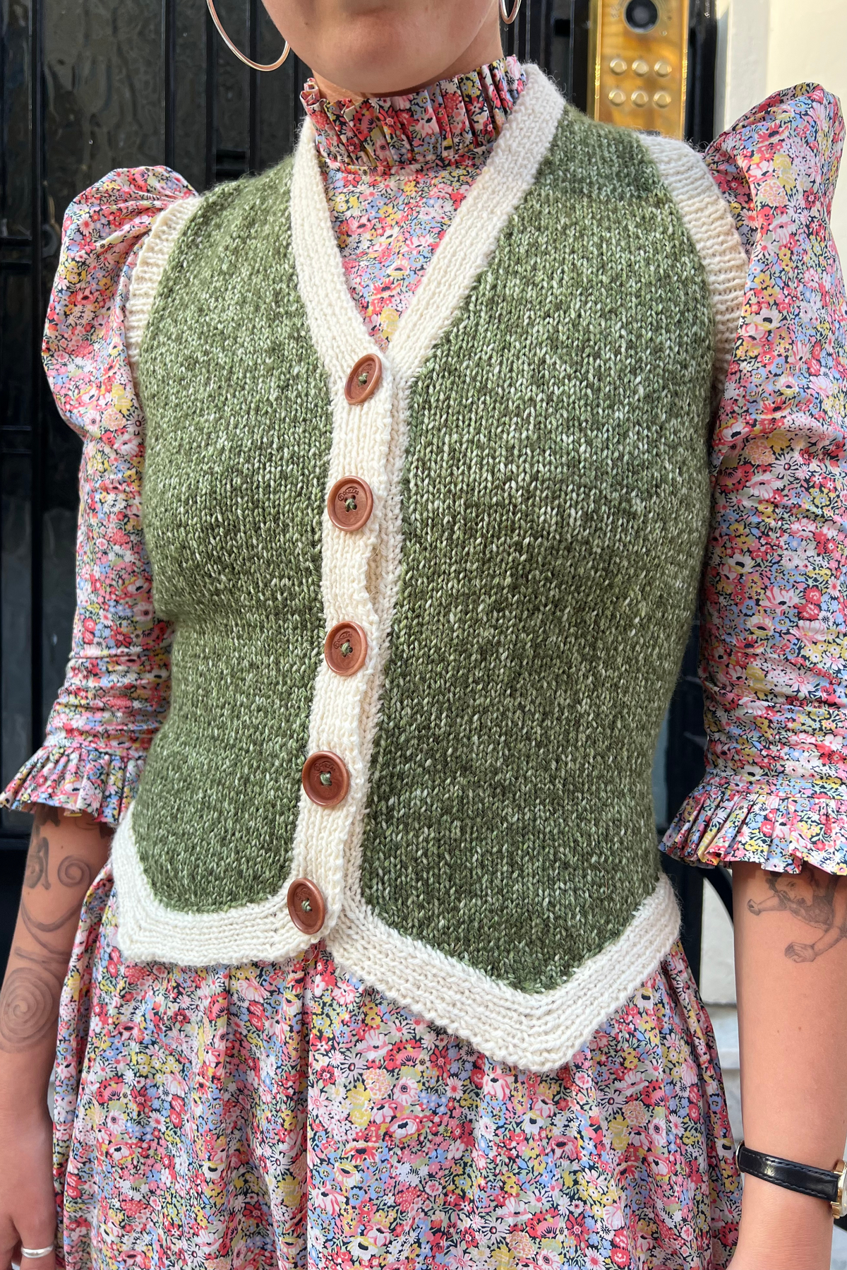 Annie Hand-Knitted Waistcoat - Green