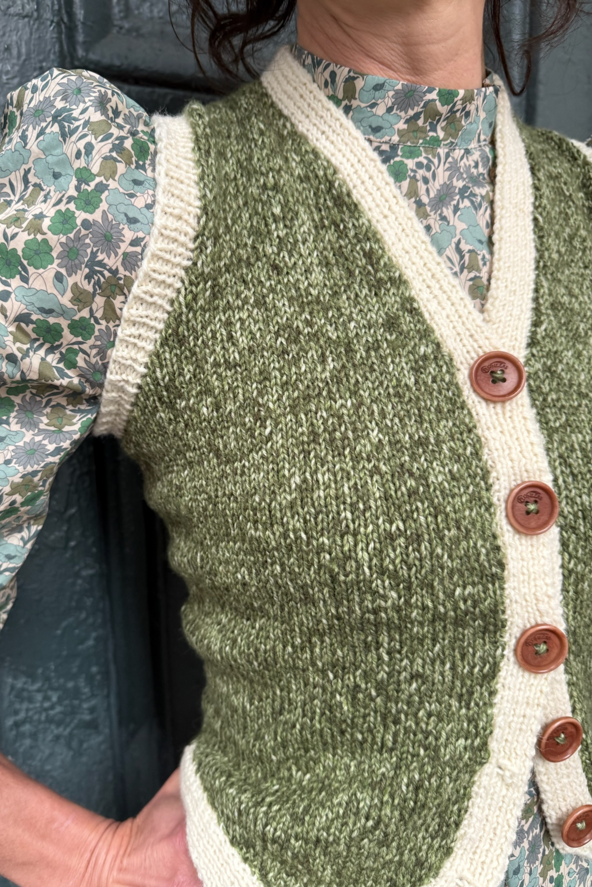 Annie Hand-Knitted Waistcoat - Green