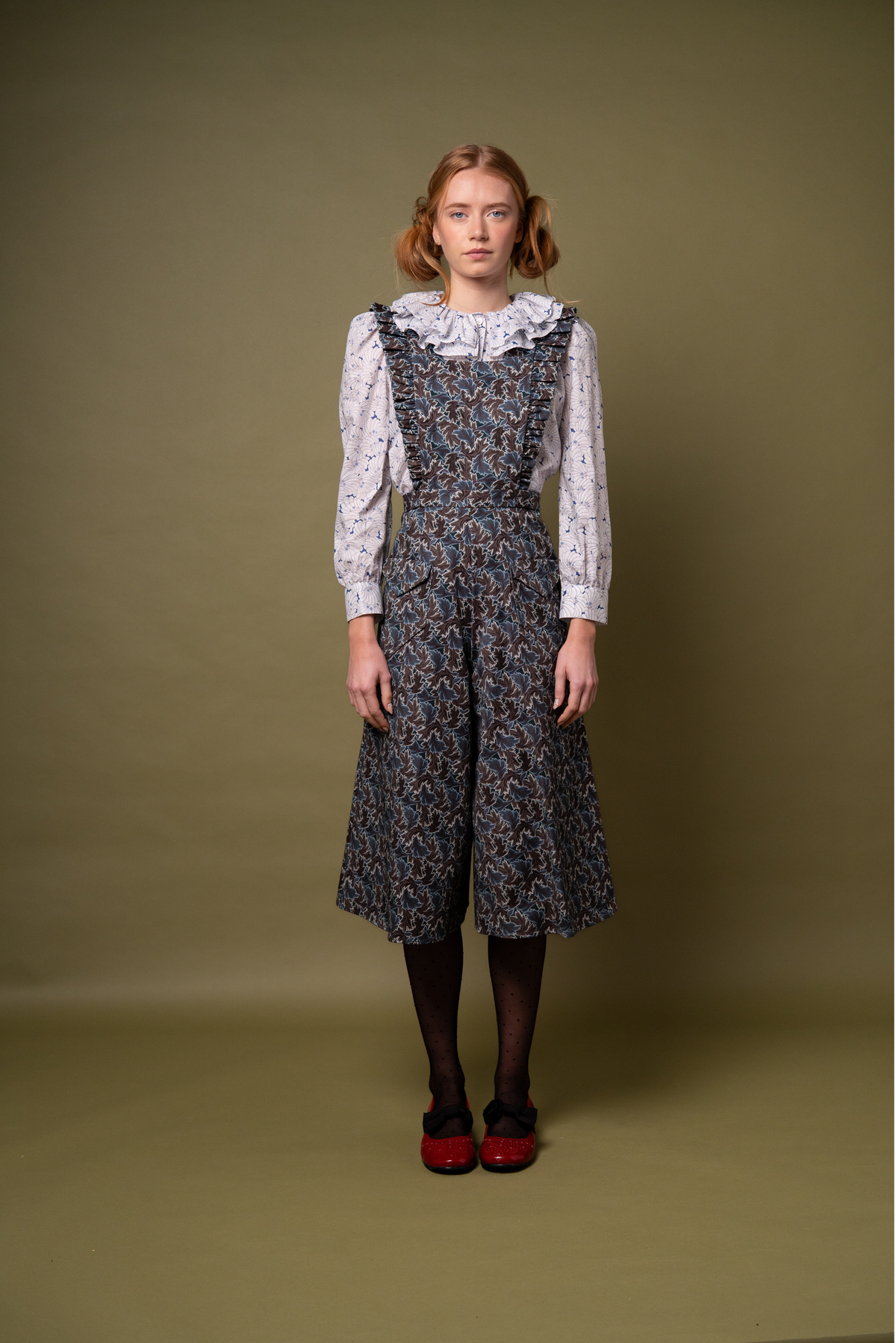 Janine Playsuit Teal Leaves