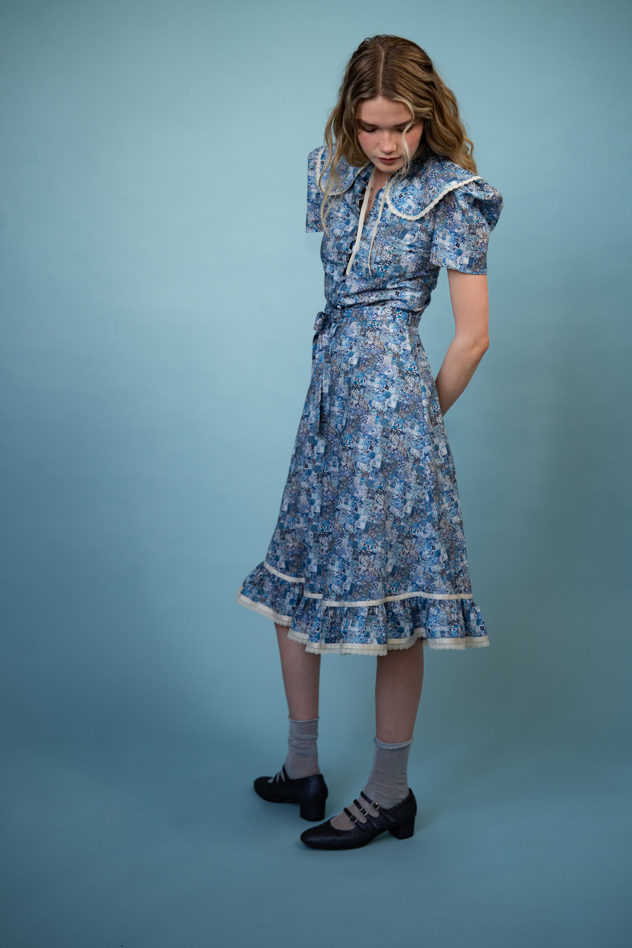 Buy Valerie Blue Vintage 70's Style Liberty Cotton Short Puff